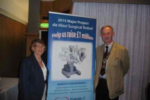 Ann Wilson of the Friends of Eastbourne Hospital with Senlac Rotary President, Roger Young.
