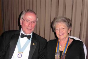 Rotary Club of Senlac"™s President, Christine Folley, with District Governor Martin Williams.