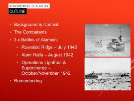 Remembering El Alamein 80 years on.  Thursday 10 November 2022 @ 18.00 for 18.30 meal - Westlands