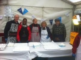 Rotary Club of Reading Abbey helping to makes sure that there was a plentiful supply of burgers and hot dogs.