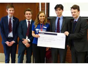 Oswestry School Interact Presents Cheque to Teenage Cancer Charity