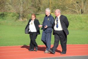 The Mayor and Mayoress walking with President David.