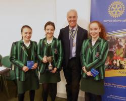 First round of our schools' public speaking competition on 22nd November 2017 was won by Farnborough Hill who were presented with the cup by President Paul Fry. 