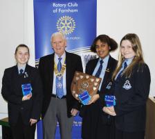 The winning school was Amery Hill who were presented with their prizes and the shield by Weyside President Rtn Bill Loach. 
