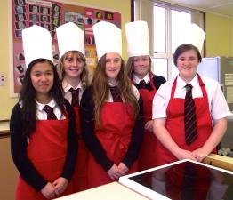 '' Pictured wearing the chef hats given to them by the Rotary Club of Kirkcudbright are the five students from Kirkcudbright Academy who took part in this year's Rotary Junior Young Chef competition. Hannah Garside, who won the event, is pictured at 