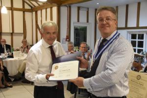 Vic Copping is recognised for his work for Wickford Rotary