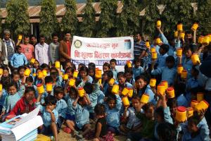 Community awareness and iodized salt distribution program at Maini School, Rampur