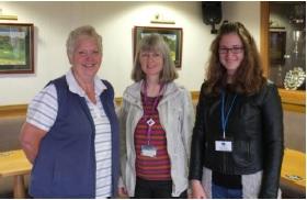 Rotarian Pam with Rotarian Lesley Botten (our speaker) and Christina from Leipzig University
