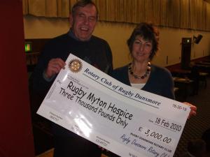 Rugby Myton Hospice cheque presentation