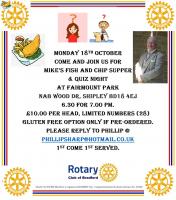 Quiz night 18th October 2021 6.30 for 7.00pm