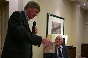 David Cronyn receives a small token of thanks from President Mike Baker