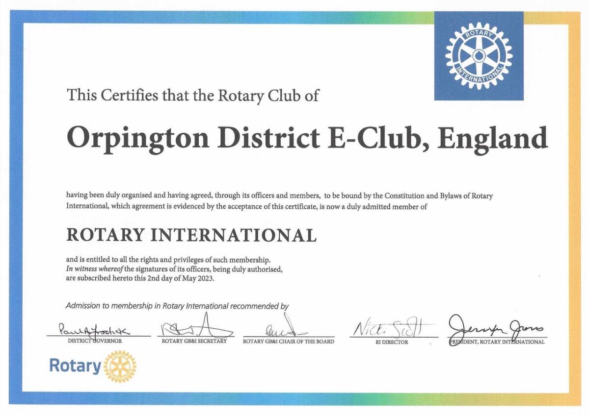 Rotary Oprington E Club Formally Satelite In Oprington 