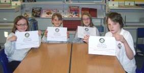 The winning team with their certificates. Innes and Alison (P6) and Iain and Ashleigh (P7)