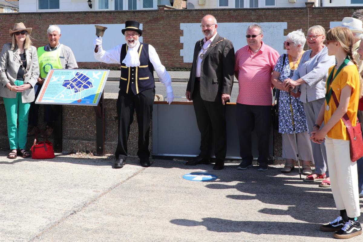 Official opening of the Promenade Storm Gate, funded, constructed and installed by Seaford Rotary, as part of the Seaford Gateway route to the town centre by the Mayor of Seaford.
