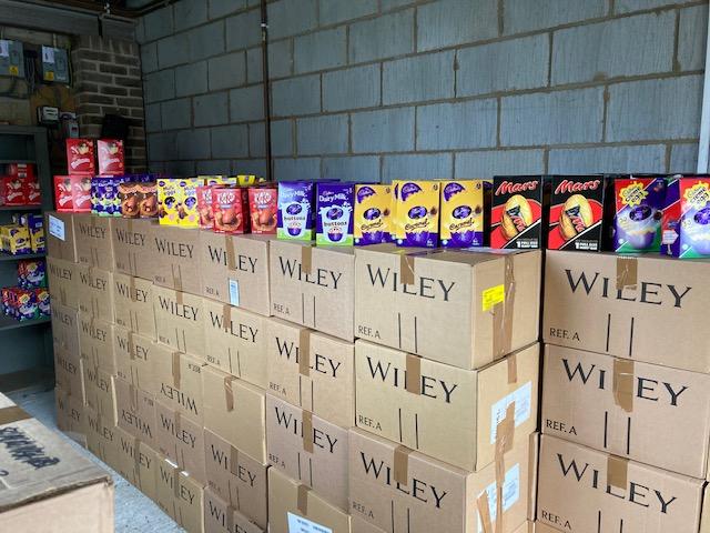 Easter Eggs ready for distribution with Food Parcels