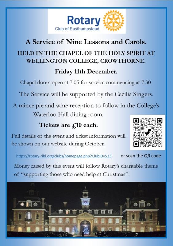 Join us for a traditional Service of Nine Lessons and Carols in the stunning Chapel of the Holy Spirit, Wellington College, Crowthorne.
Date: Friday 11th December Time: Service commences at 7:30 p.m. Doors open: 7:05 p.m. Venue: Wellington College Chapel