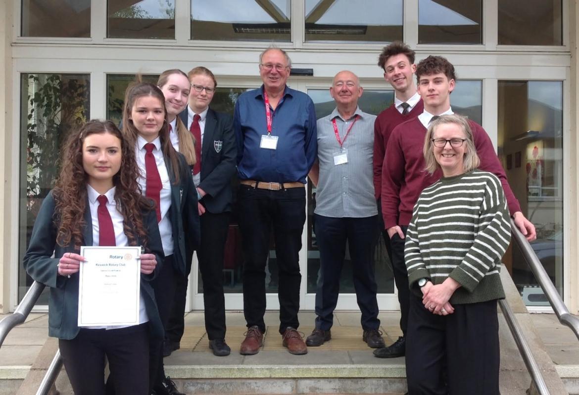 Rotarians Peter and Steven with Keswick School winners at the 2026 Design Awards.
