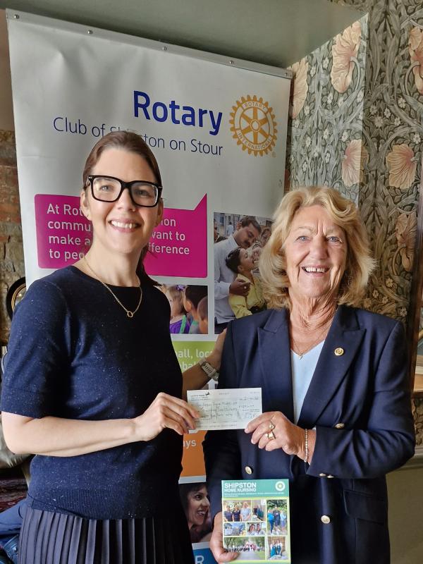 Shipston Home Nursing receiving a cheque for £1281 resulting from donations to the Christmas 2025 Tree of Life.