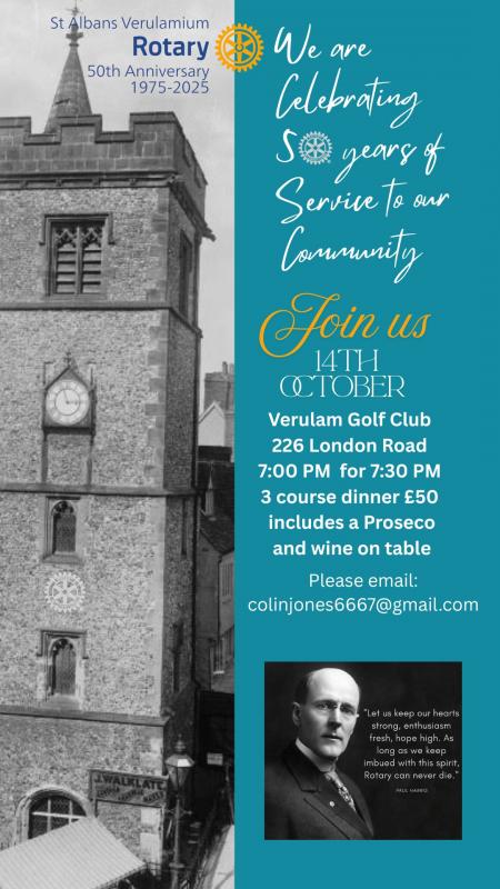 Celebrating 50 years of St Albans Rotary Verulamium Club 