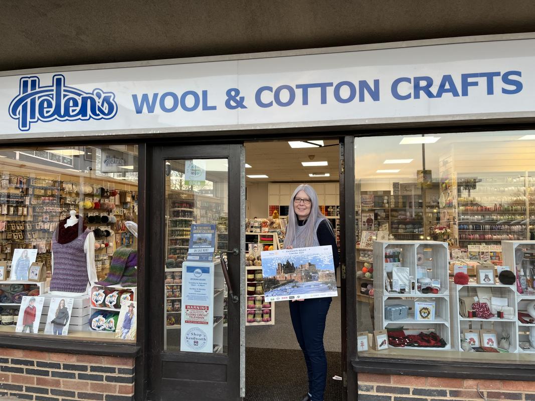Helen proudly displaying her Advent Calendar