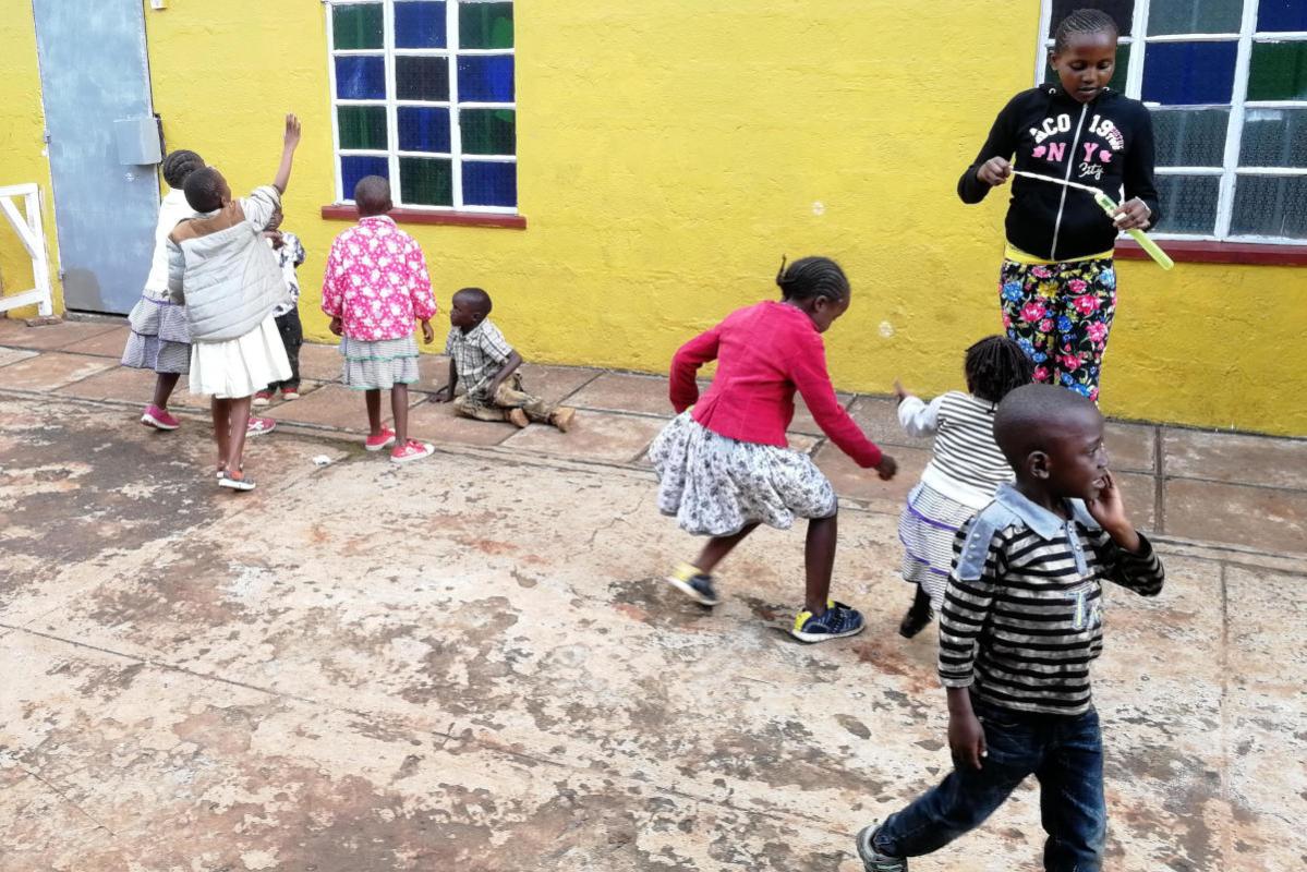 African children in a playground.