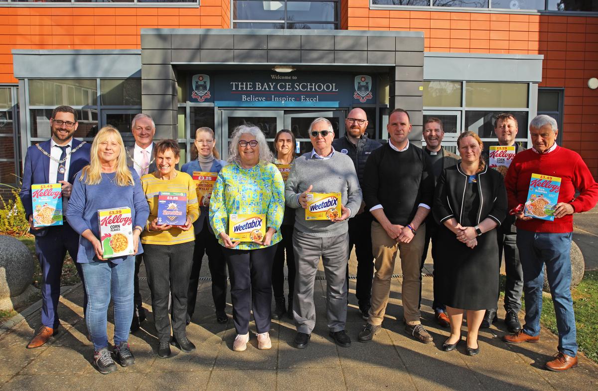 Local town and parish councillors and Sandown Rotary Club supporting the school breakfast club.