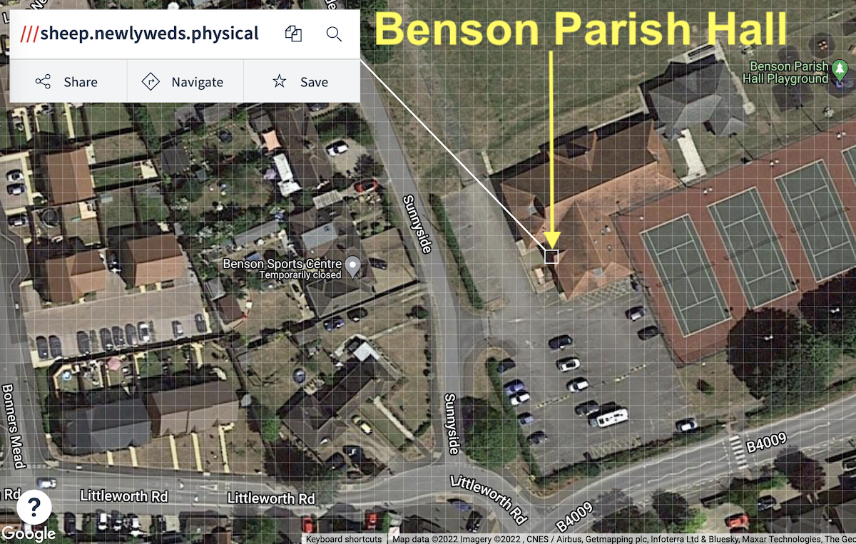 W3W for Benson Parish Hall