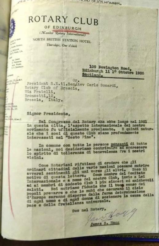 ROTARY EDINBURGH PROMOTING WORLD PEACE - 90 YEARS AGO!