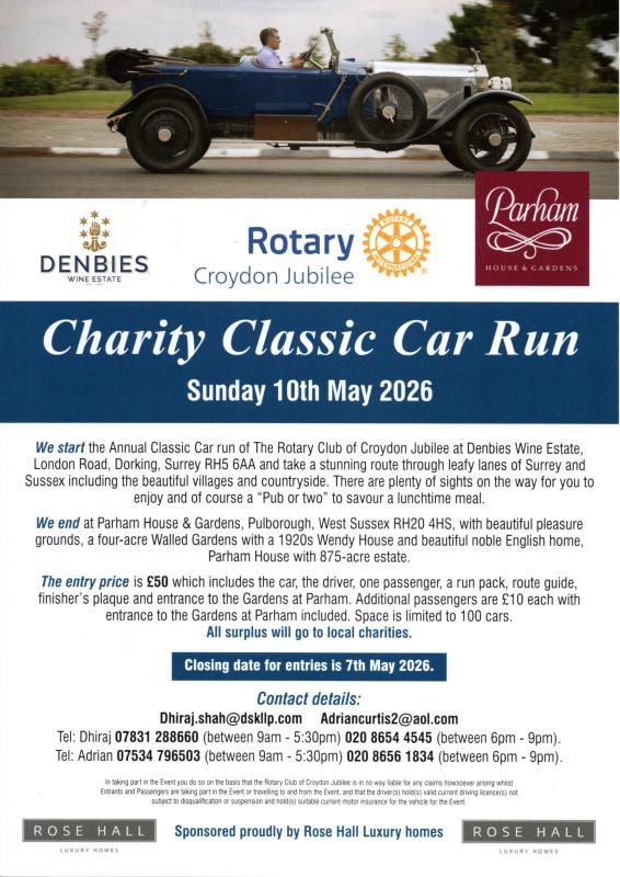 Charity Classic Car Run 10th May 2026