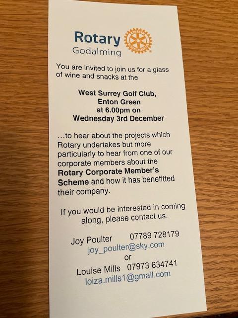 Information on the upcoming Corporate Membership event on 3rd December