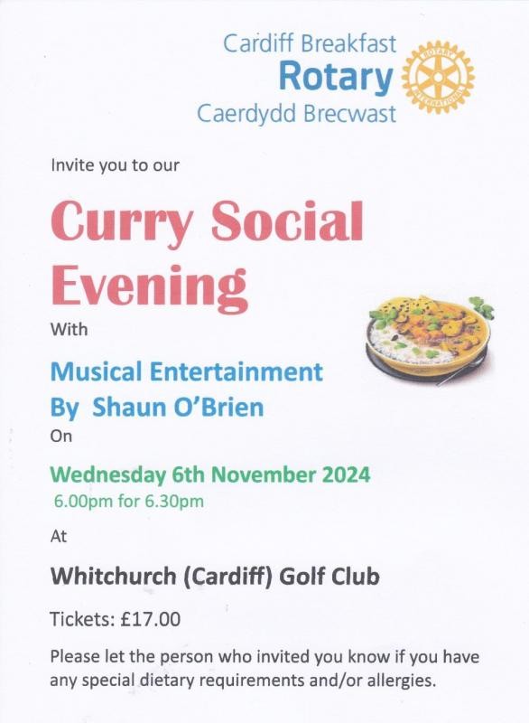 Curry Evening 6th Nov 2024