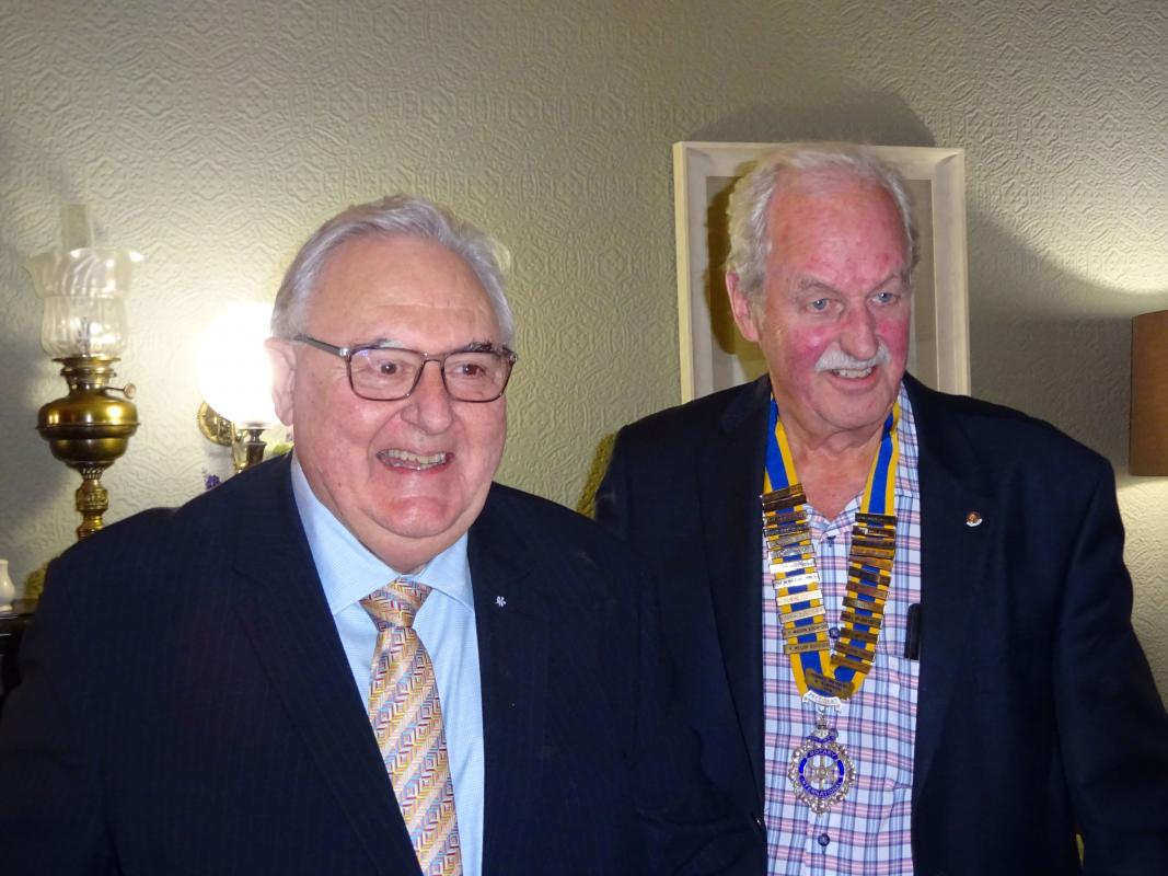 Dr George Thorburn with Hawick Rotary's President Iain Smith