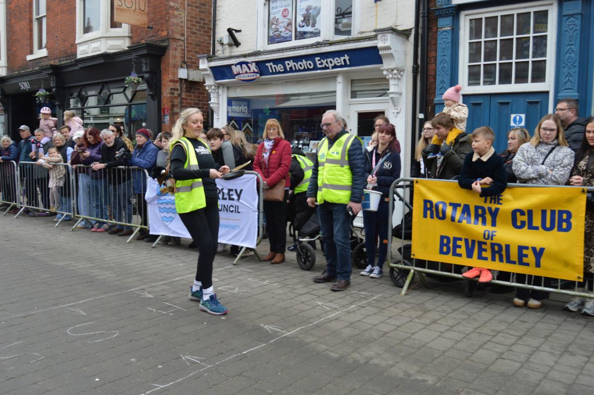 Fun in the community with the Big Beverley Pancake Race organised by our club.