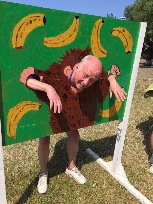 Saltburn Rotary Club member Paul Chappell in the stocks at Huntcliff School’s RotaKids charity fundraiser.