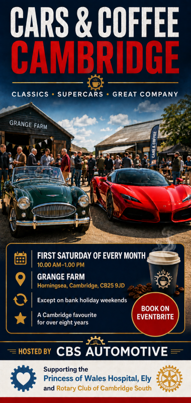 Advert poster for cars and coffee