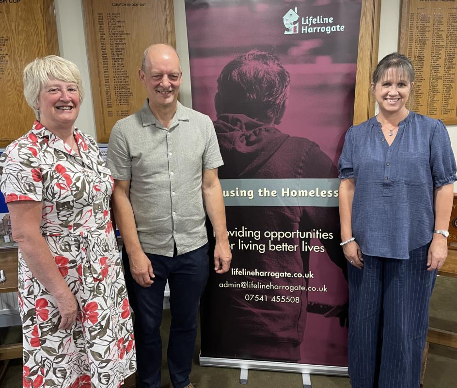 Knaresborough Rotary President Deborah Wilson (left) with Carl and Georgie Good.