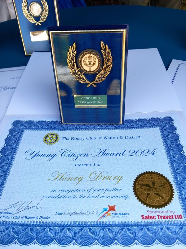 Example of Certificate and trophy