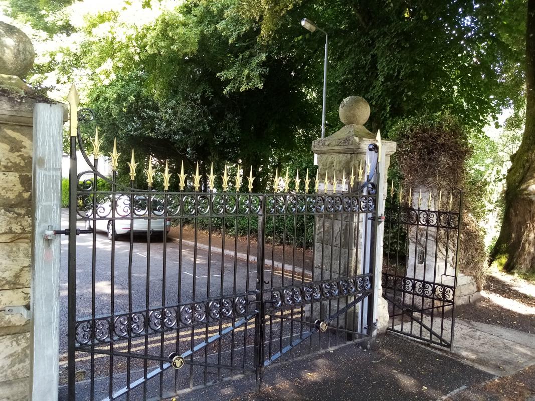 Picture of the finished Harris Park gates....also a picture of the gates sandblasted back to bare metal before painting.