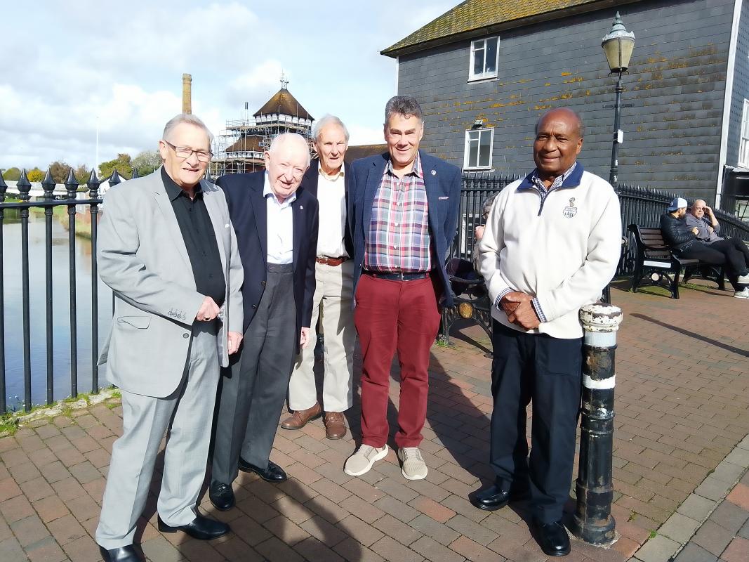 Bill Pierce, John Preddy, Mike Logan, David Pattenden and Colllins Griffith at Cliffe High Street, Lewes before the raid
