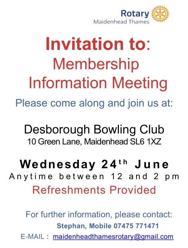 Membership Information Meeting - invite interested family members, friends and acquaintances to join us to find out more...