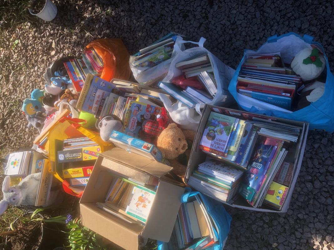 Just some of the Children's books (approx 2500 pa)  before delivery in March 2026 to Arbury Social centre by David Adamson