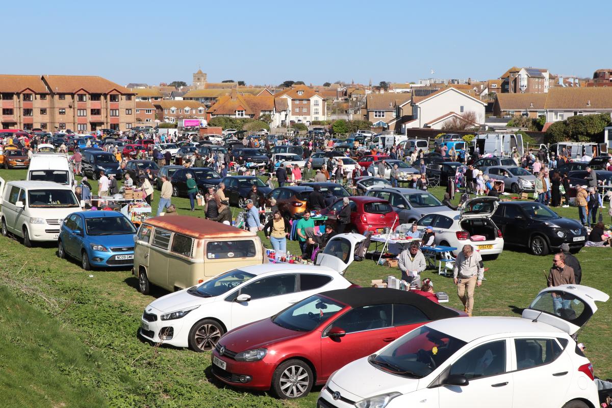 The Martello Field full of stallholders and their customers