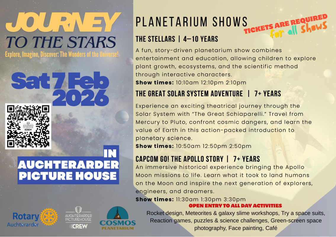 Follow the QR Code for more information and tickets for the Shows in the Planetarium.