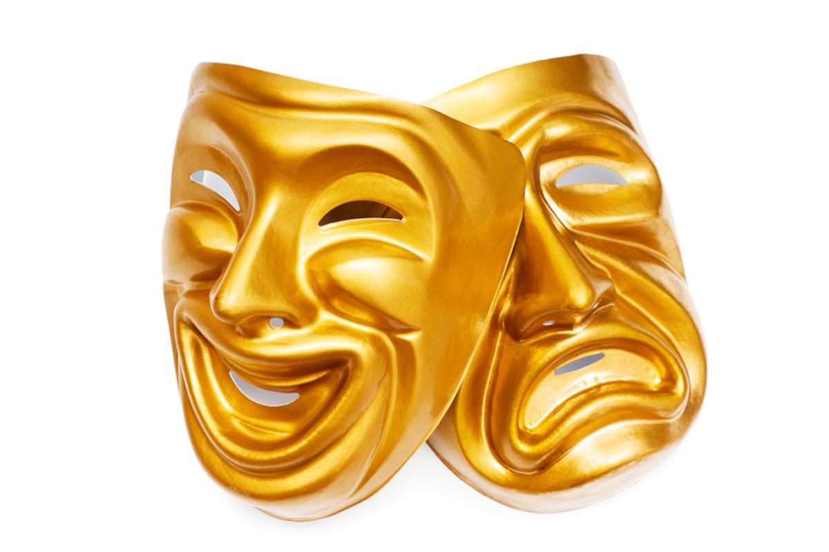 Golden drama masks - Comedy and Tragedy