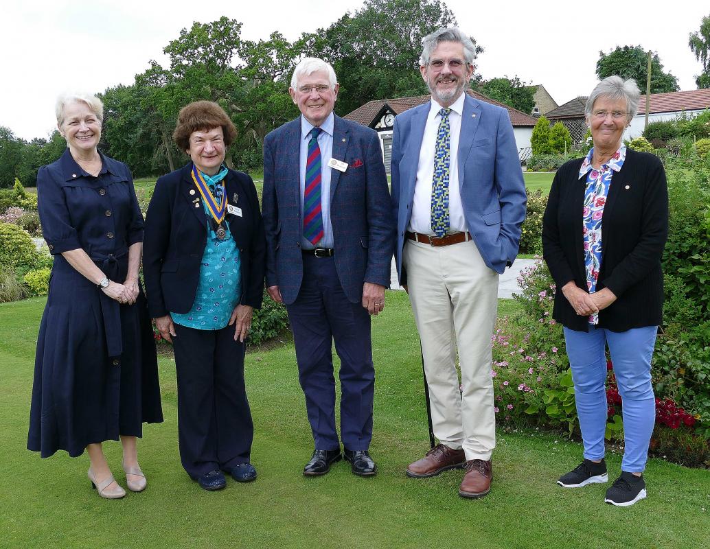 Left to right Sue Cottingham, Incoming President Helen Westmancoat, outgoing President James Moorhouse, Greg Stewart and Eleanor Pollard
