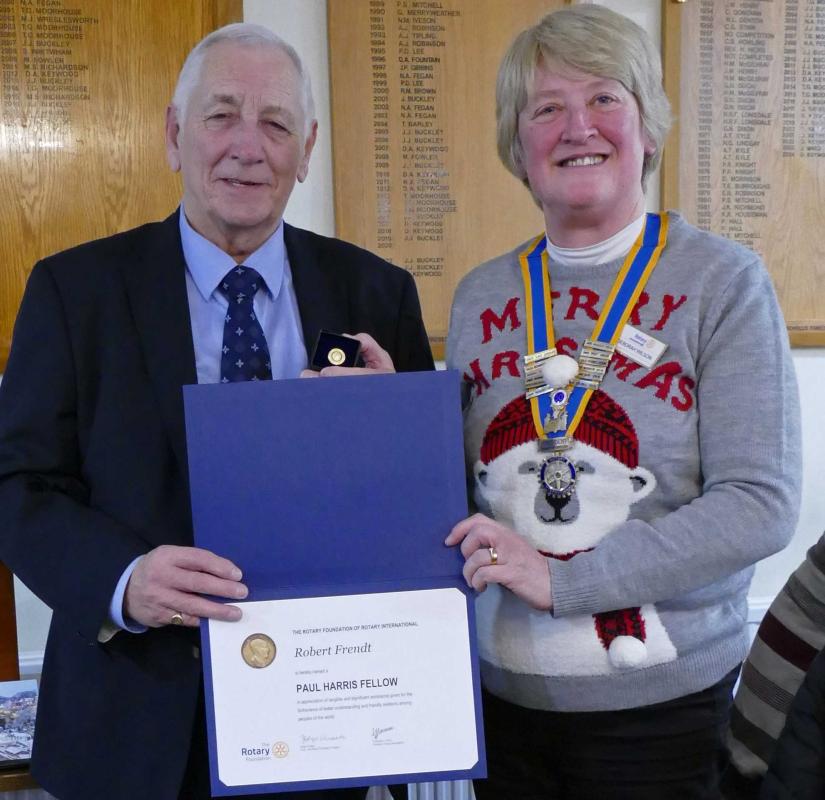 Bob Frendt receives his PHF from President Deborah Wilson