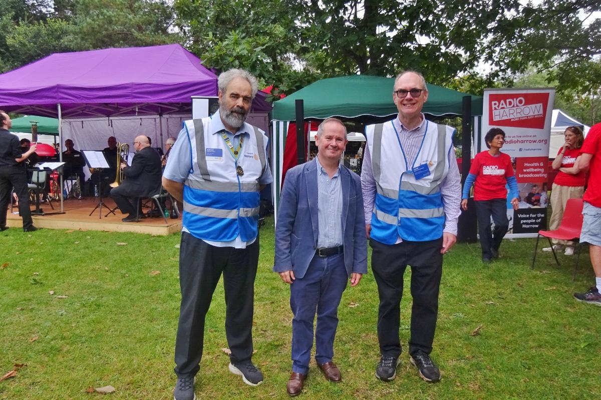 David Simmonds MP with Rotarians Adrian Faiers and John Whitehead