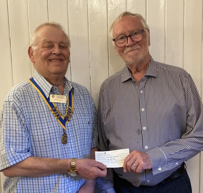 Peter presents a cheque for EVTS