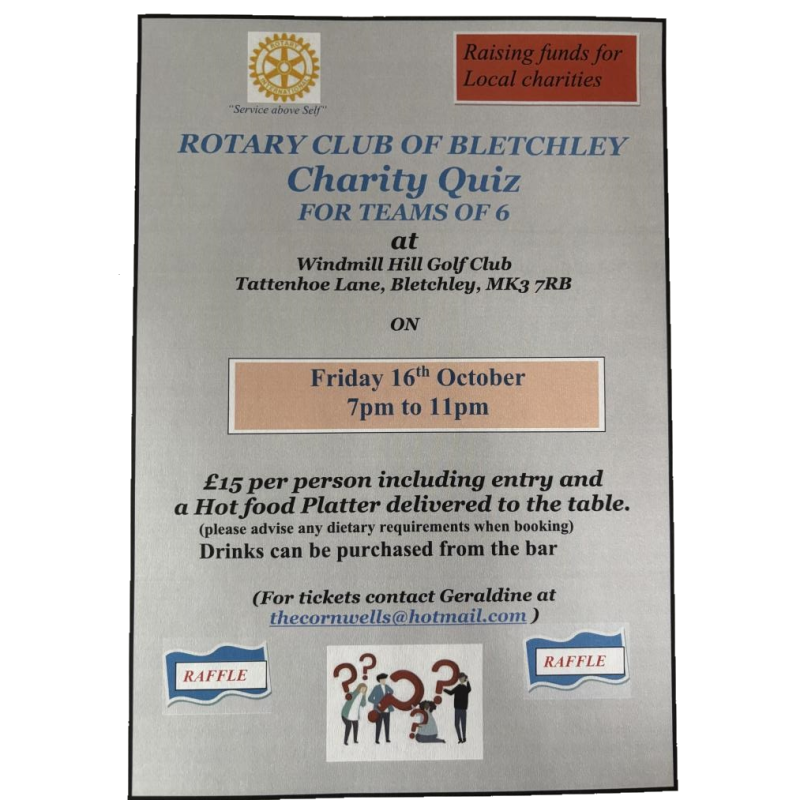 Charity Quiz Poster for 16th October 2026