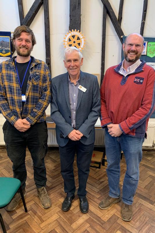Speakers Sam Burrows and Nate Sense with Club President Richard McKeen (centre)